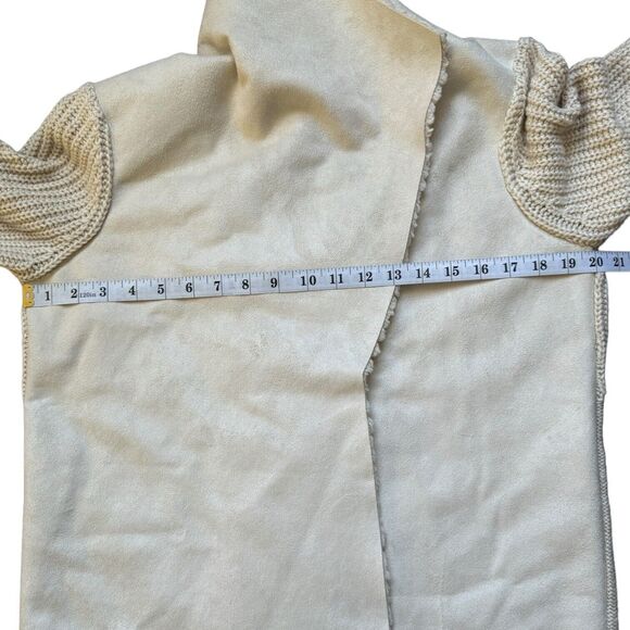 Society 8 Womens Large Jacket Open Front Fleece Collar Faux Suede & Knit Sweater - Picture 7 of 12